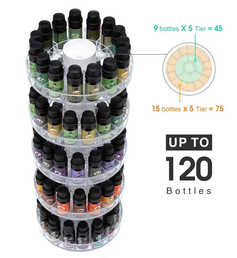 J JACKCUBE DESIGN Rotating Essential Oil Display Stand Spinning Rack for 75 Bottles(up to 120) Organizer 5 Tier Storage Holder -MK505A (5 Tier) - Image 5