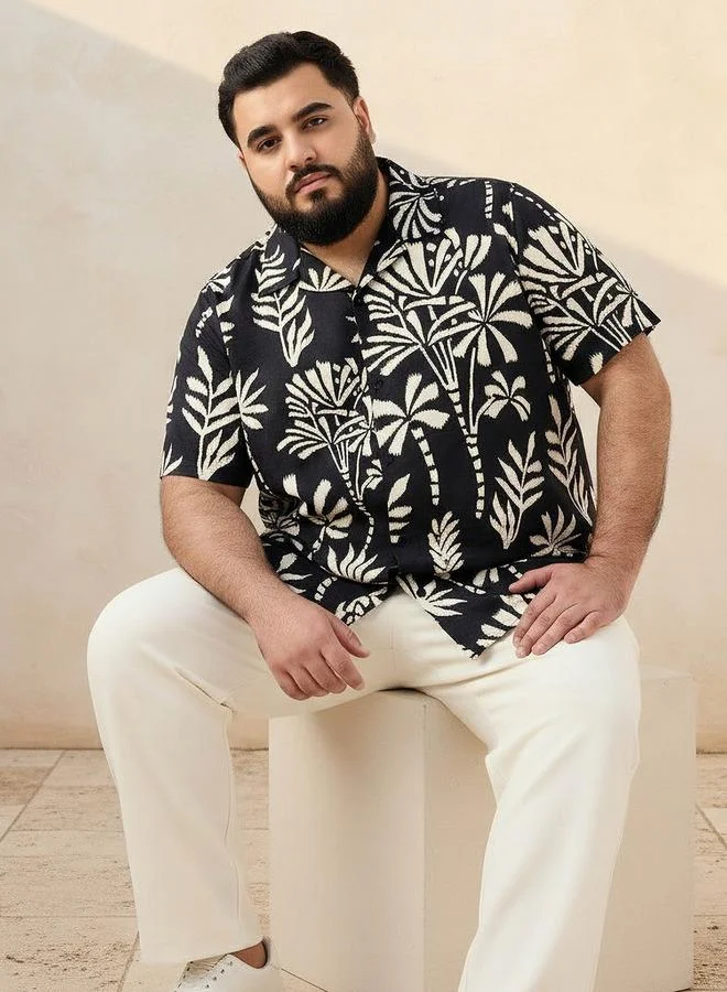 ماكسيم Men Camp Collar Printed Short Sleeve Shirt