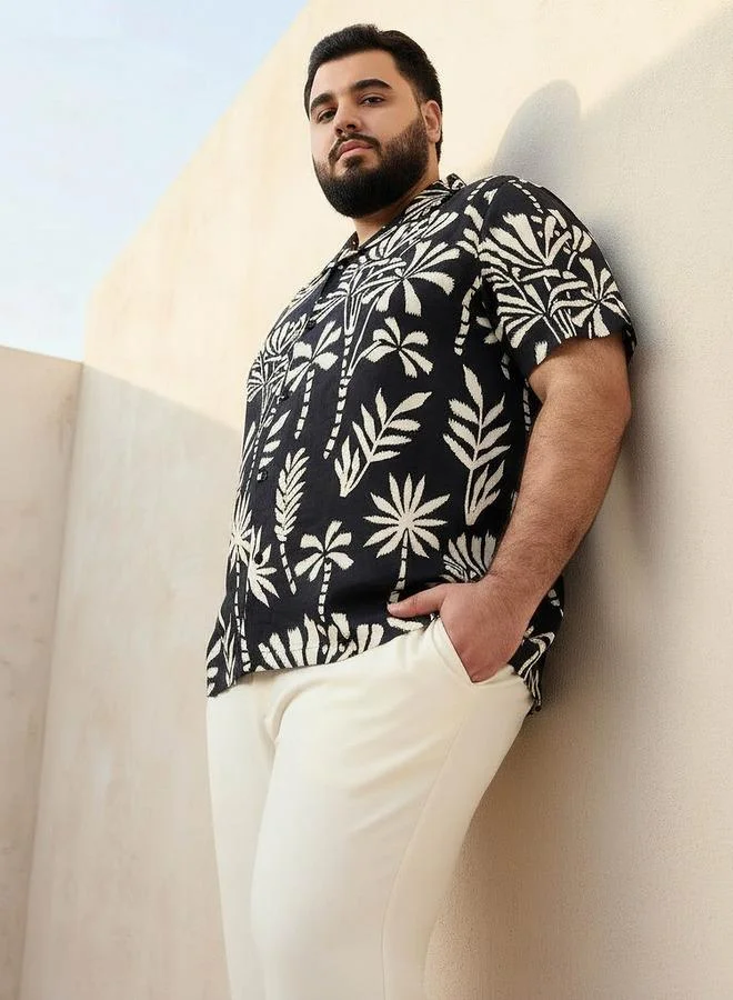 ماكسيم Men Camp Collar Printed Short Sleeve Shirt