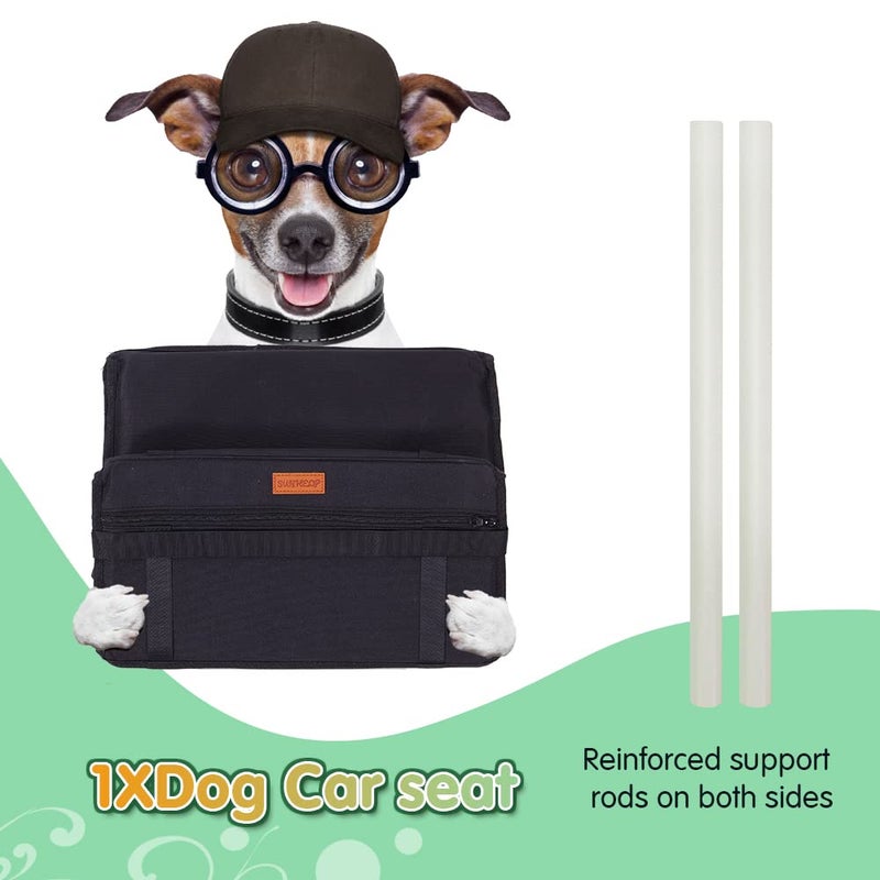 SWIHELP مقعد سيارة للكلاب SWIHELP، مقعد معزز محمول للجراء مع حزام أمان قابل للتثبيت وأنبوب دعم PVC، مضاد للانهيار، مثالي للحيوانات الأليفة الصغيرة - Image 4