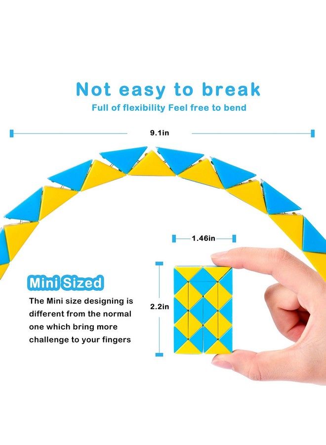 18 Pack Fidget Snake Cube Mini Twist Puzzletoys For Kids Teens Stocking Stuffer, Birthday Party Favors, Goodie Bags Fillers (Yellow) - Image 3