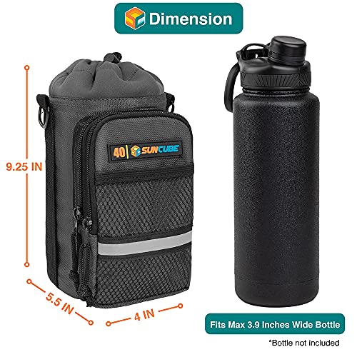 Suncube SUN CUBE Water Bottle Carrier with Strap, Insulated Water Bottle Carrier Bag with Phone Pocket Pouch, Sleeve Sling Purse Crossbody Bottle Holder for Walking, Sports, Hiking Accessories, Gray 40oz - Image 4