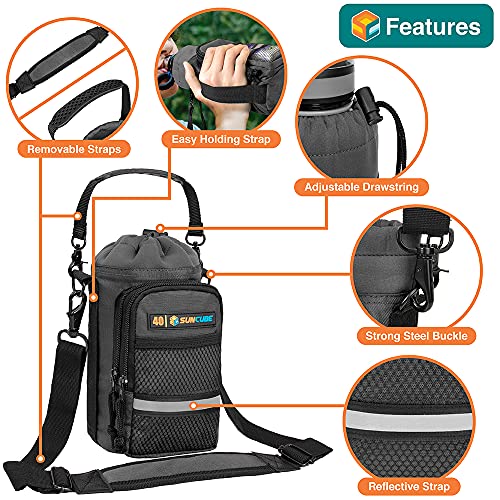 Suncube SUN CUBE Water Bottle Carrier with Strap, Insulated Water Bottle Carrier Bag with Phone Pocket Pouch, Sleeve Sling Purse Crossbody Bottle Holder for Walking, Sports, Hiking Accessories, Gray 40oz - Image 3