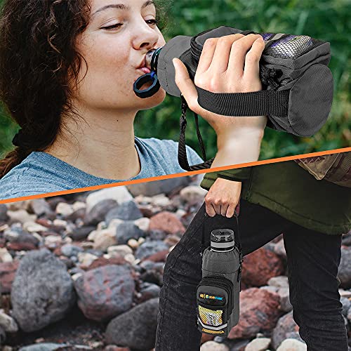 Suncube SUN CUBE Water Bottle Carrier with Strap, Insulated Water Bottle Carrier Bag with Phone Pocket Pouch, Sleeve Sling Purse Crossbody Bottle Holder for Walking, Sports, Hiking Accessories, Gray 40oz - Image 5