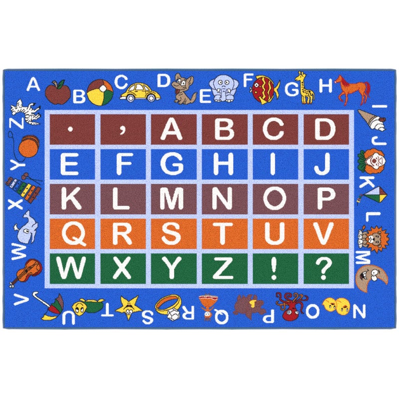 Ottomanson 33 x 5 Alphabet Kids Rug  Educational ABC Play Mat for Playroom Bedroom Daycare  Classroom  Fun  Interactive Learning Carpet  Durable  NonSlip for HighTraffic Areas Blue