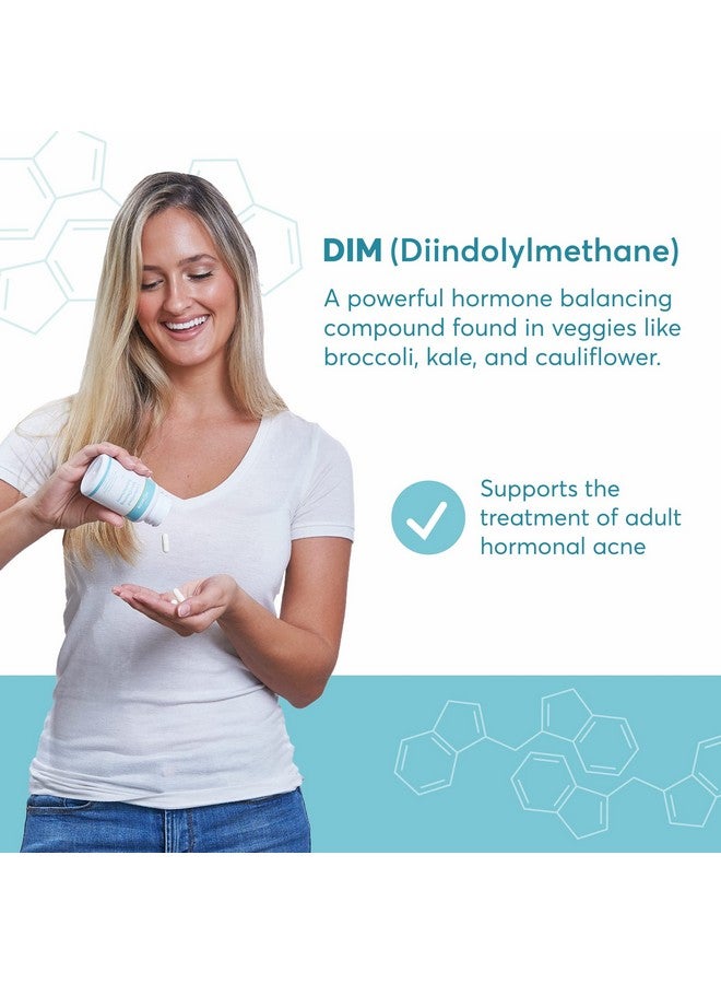 MDacne مكملات تنظيف البشرة من ديم، 30 كبسولة نباتية لعلاج حب الشباب وتوازن هرمون الاستروجين وتخفيف أعراض انقطاع الطمث وبناء العضلات، مستخلص نبات الصليب والبيوبيرين، تركيبة من قبل أطباء الجلدية - Image 5