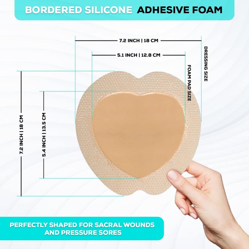 MedVance TM Silicone - Sacral Bordered Silicone Adhesive Foam Wound Dressing, Bed Sore Treatment Bandage for Sacrum, Size 7"x 7", Box of 10 dressings - Image 3