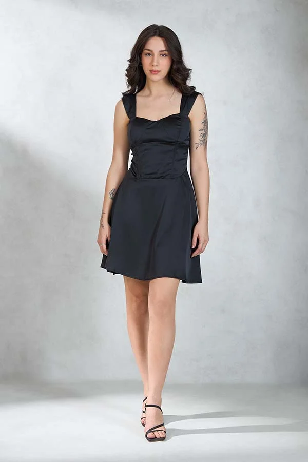 Virgio Satin Stretch Skater Dress