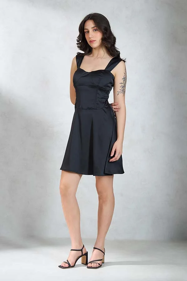 Virgio Satin Stretch Skater Dress
