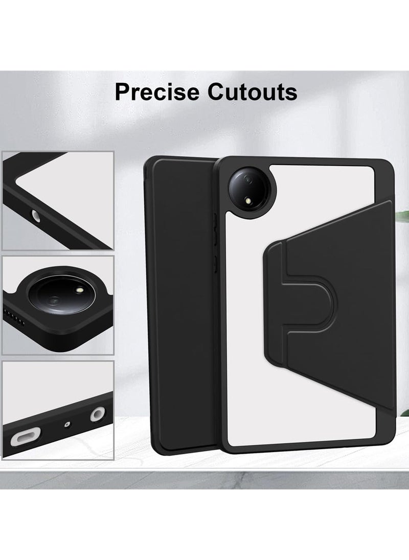 VKL - Rotating Case Compatible with Xiaomi Redmi Pad SE 8.7 Inch (2024),with Pen Holder, 360 Degree Rotation Protective Stand Cover Clear Back, Auto Wake/Sleep (Black) - Image 1