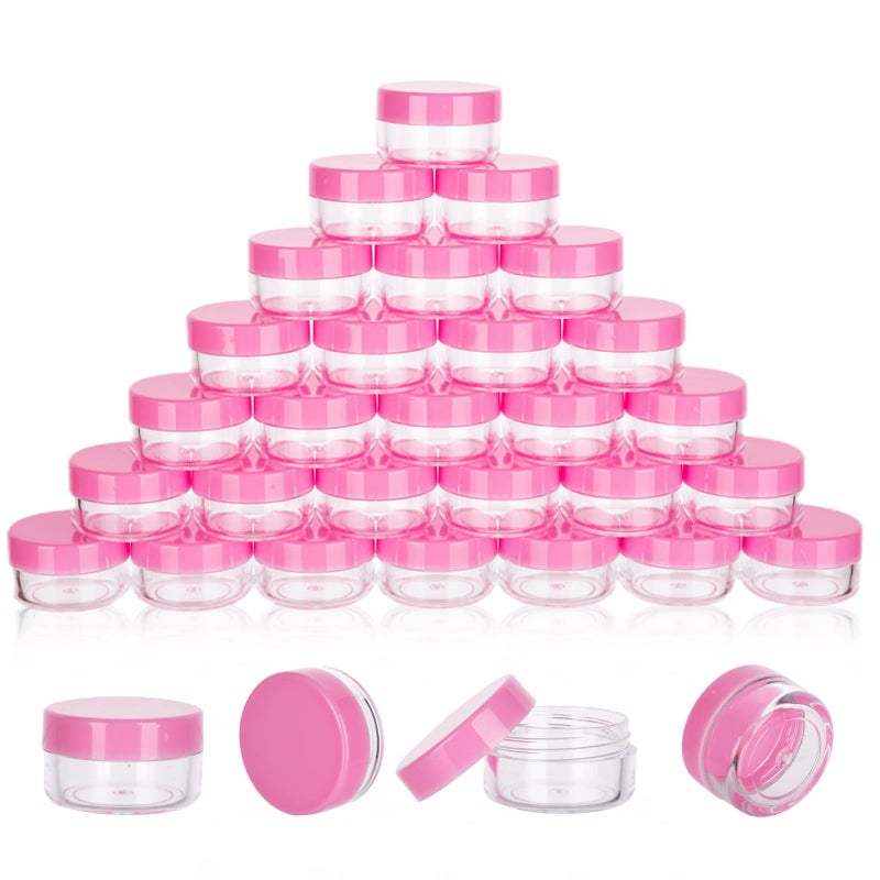 GOLACKY 50 Count Mini Sample Jars with Lids, Tiny Empty Lip Balm Containers, Makeup Travel Containers with Labels, Mini Disposable Spatulas - Image 1