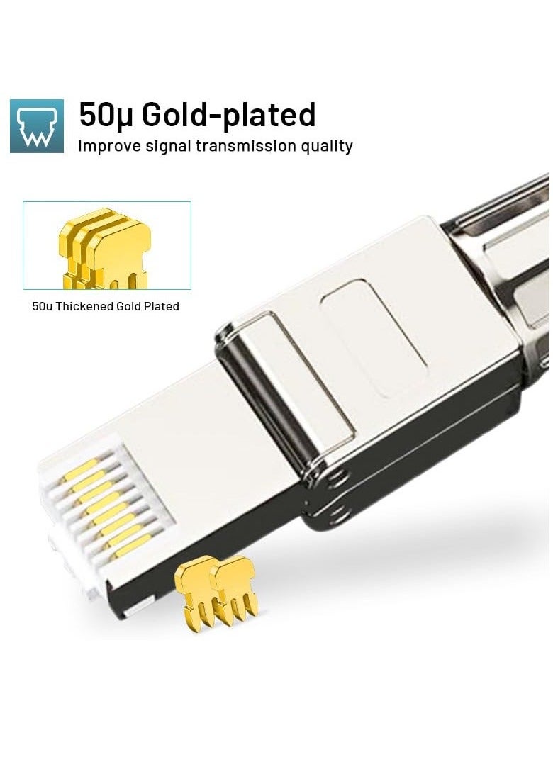 Generic - RJ45 Cat7 Connectors, Tool-Free Reusable Shielded Ethernet Termination Plugs for 23AWG SFTP UTP Cable, 10G Easy Internet Plug, Fast Field Installation (2 Pack) - Image 1