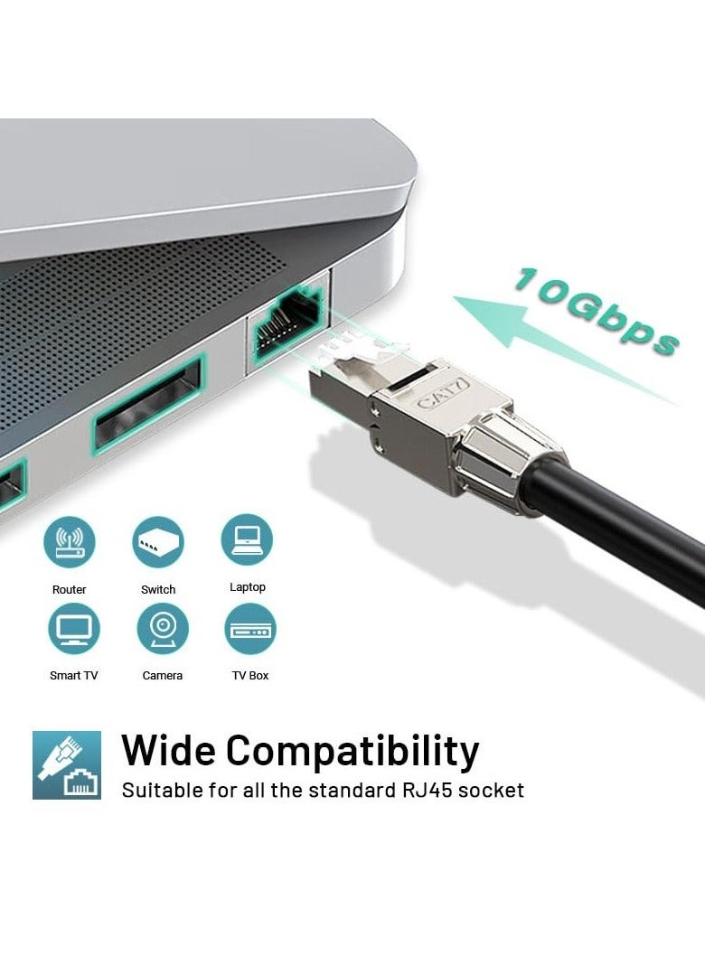 Generic - RJ45 Cat7 Connectors, Tool-Free Reusable Shielded Ethernet Termination Plugs for 23AWG SFTP UTP Cable, 10G Easy Internet Plug, Fast Field Installation (2 Pack) - Image 1
