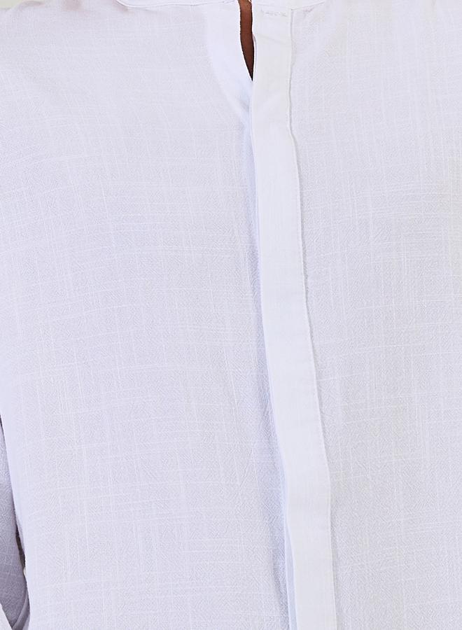 Styli Relaxed Fit Long Sleeve Collarless Shirt  - Image 3