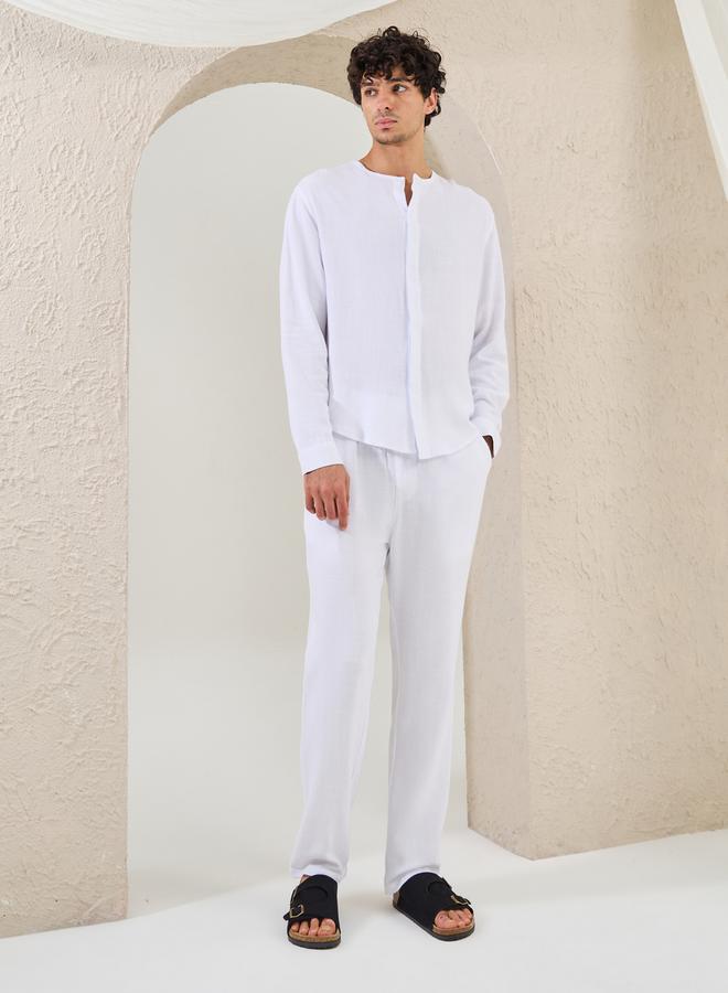 Styli Relaxed Fit Long Sleeve Collarless Shirt  - Image 2