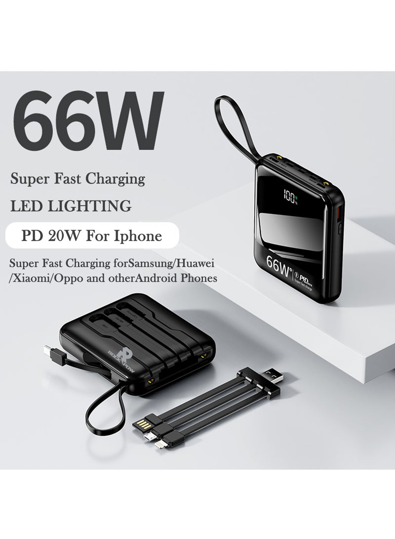 Rock Pow 10000mAh Power Bank 66W Super Fast Charging Including 4 Cables, Compatible with Samsung Galaxy S23/S22/S21/S20/S10, iPhone 14/iPhone 13/iPhone 12 Series/iPad  - Image 2