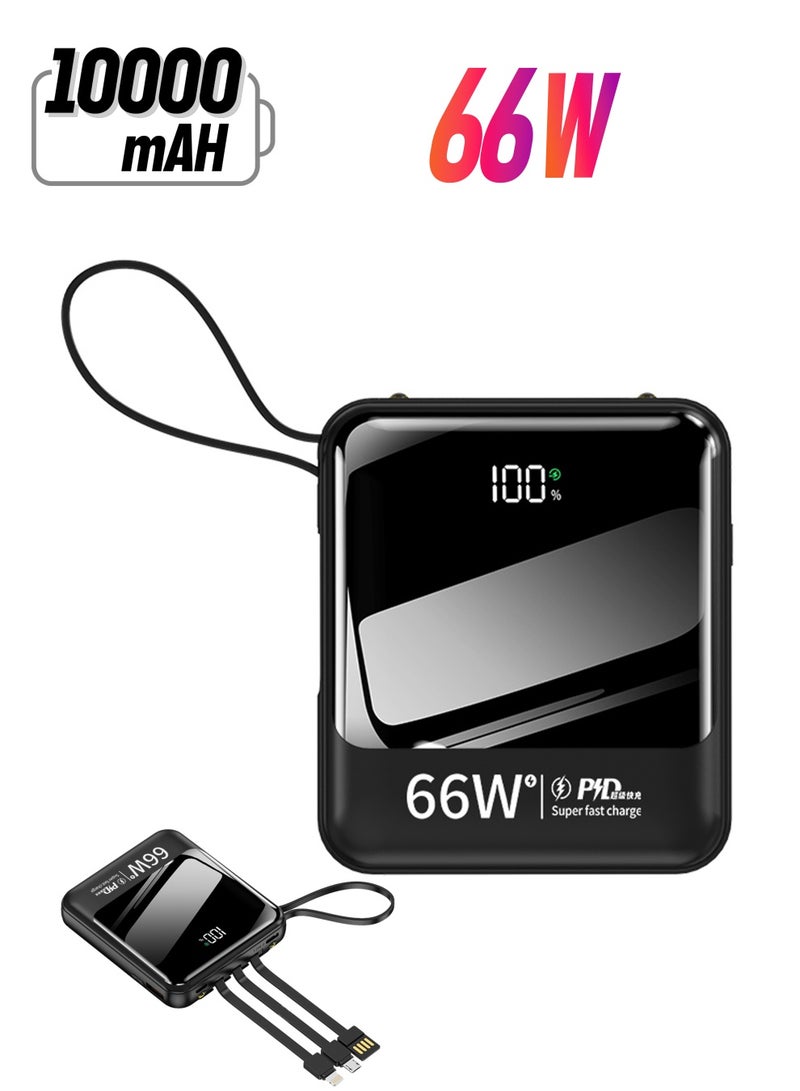 Rock Pow 10000mAh Power Bank 66W Super Fast Charging Including 4 Cables, Compatible with Samsung Galaxy S23/S22/S21/S20/S10, iPhone 14/iPhone 13/iPhone 12 Series/iPad  - Image 1