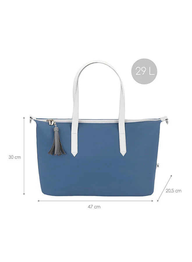 بيبي موف Changing Bag Le Champ Elysees In Mineral Blue, Stylish Design, Spacious Interior, Insulated Bottle Holder, Adjustable Straps, Suitable For 0 Month And Above