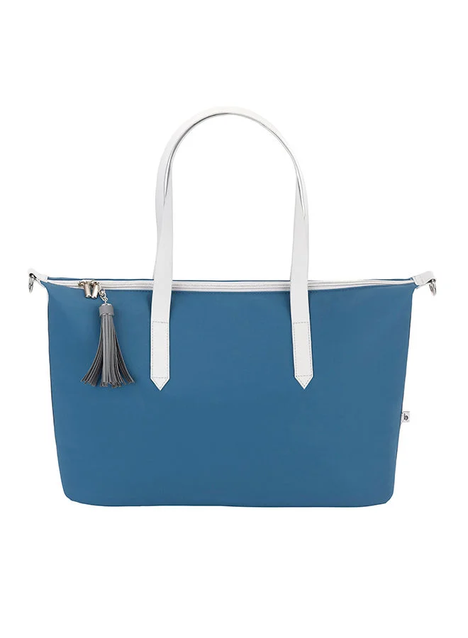 بيبي موف Changing Bag Le Champ Elysees In Mineral Blue, Stylish Design, Spacious Interior, Insulated Bottle Holder, Adjustable Straps, Suitable For 0 Month And Above