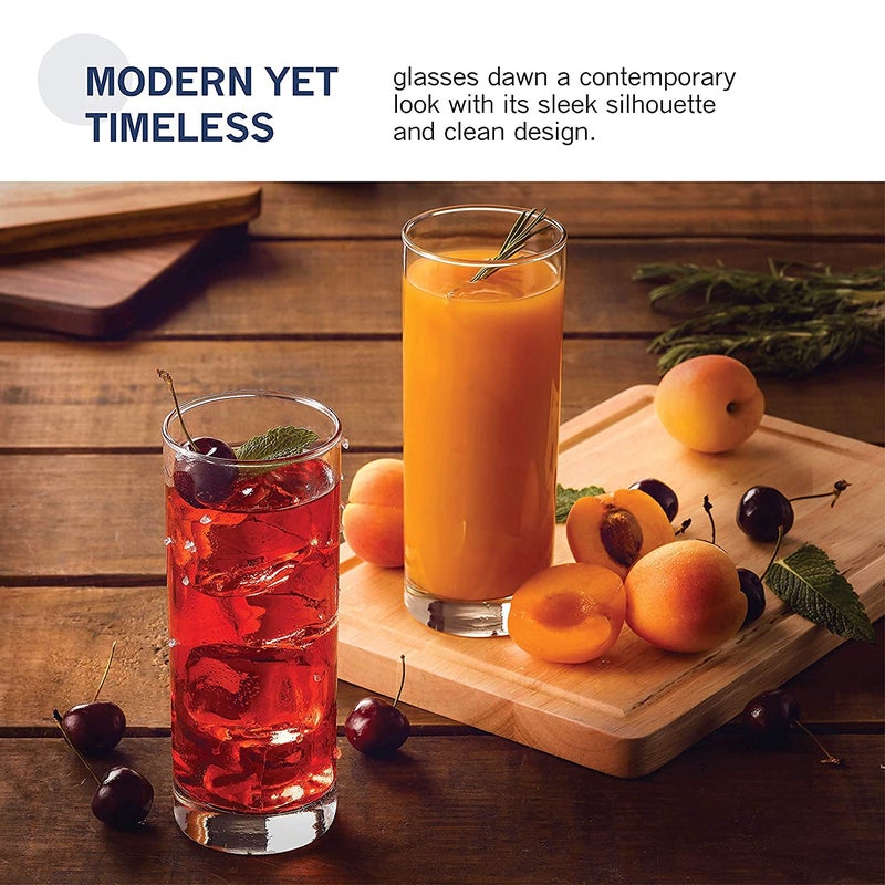NVRA طقم أكواب زجاجية NVRA Premium JuiceWater من 12 قطعة سعة 300 مل أكواب كلاسيكية عالية للشراب عصير حليب شيك بيرة كوكتيل كولا لاسي صودا دائري 12 - Image 2