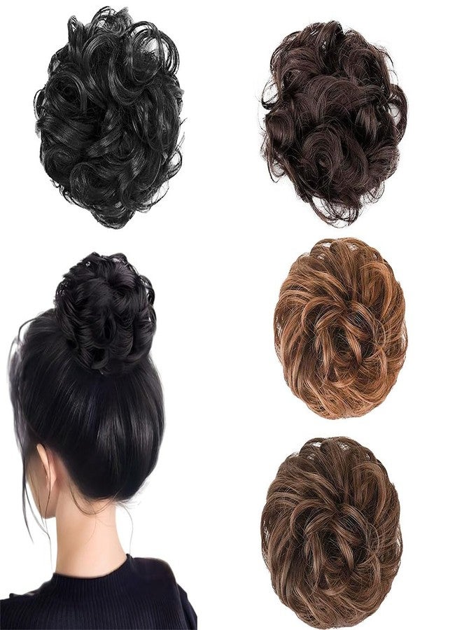 بلوشيا وصلات شعر متعددة الألوان من BLUSHIA (عبوة من 4 قطع) بتصميم كعكة جودا العصرية مع شريط مطاطي مرن للبنات - Image 2