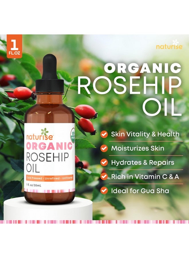 Naturise Organic Rosehip Oil for Face - Organic Cold Pressed Rose Hip Oil for Skin and Body Care - Vegan Non-GMO Gua Sha Oil - Rosa Mosqueta Oil, Rosehip Seed Facial Oil for Gua Sha Massage (1 FL. OZ.) - Image 2