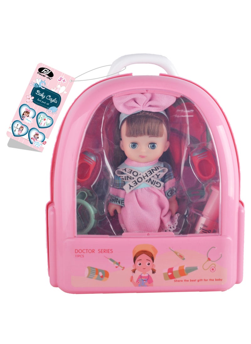 Power Joy Power Joy Baby Cayla Back Pack Set 7.5-Inches, Assorted 1 Piece (Style & Color May Vary) | Pretend Play | Fashion Doll | Role Playing Doll | Perfect for Kids and Toddlers  - Image 1
