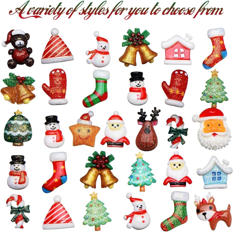 eBoot مجموعة زينة عيد الميلاد من إيبوت 100 قطعة من الراتنج، زينة مصغرة، زينة ثلجية، رجل ثلج، زينة سانتا لشجرة عيد الميلاد - Image 4