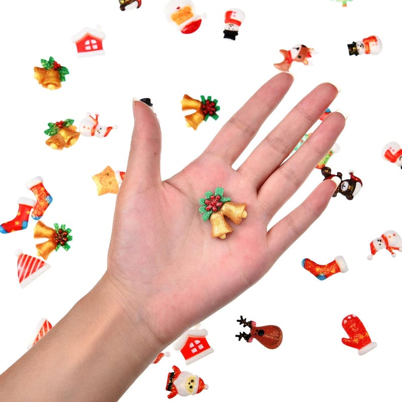 eBoot مجموعة زينة عيد الميلاد من إيبوت 100 قطعة من الراتنج، زينة مصغرة، زينة ثلجية، رجل ثلج، زينة سانتا لشجرة عيد الميلاد - Image 2