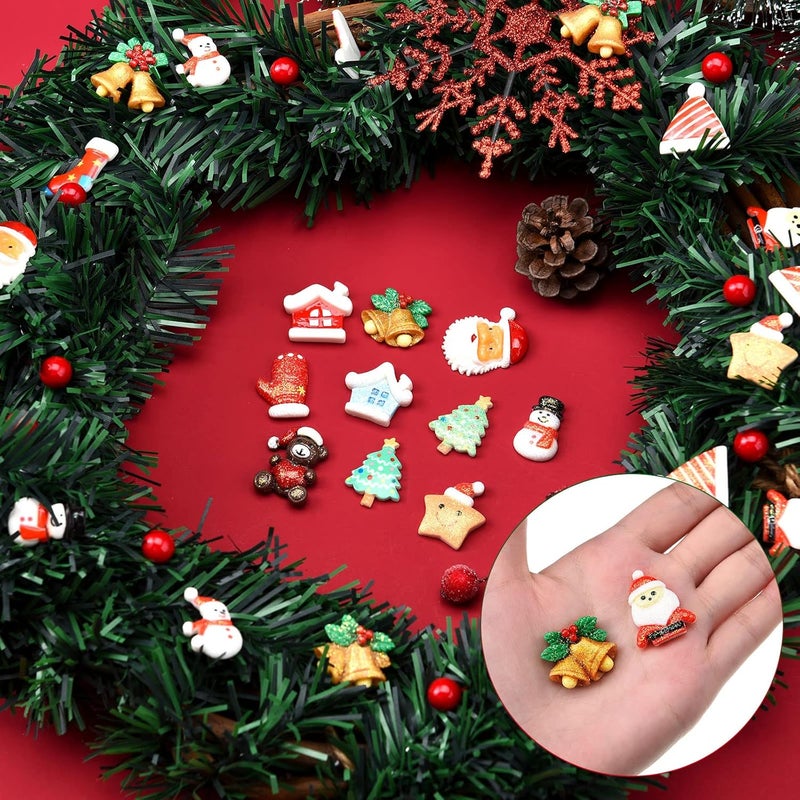 eBoot مجموعة زينة عيد الميلاد من إيبوت 100 قطعة من الراتنج، زينة مصغرة، زينة ثلجية، رجل ثلج، زينة سانتا لشجرة عيد الميلاد - Image 3