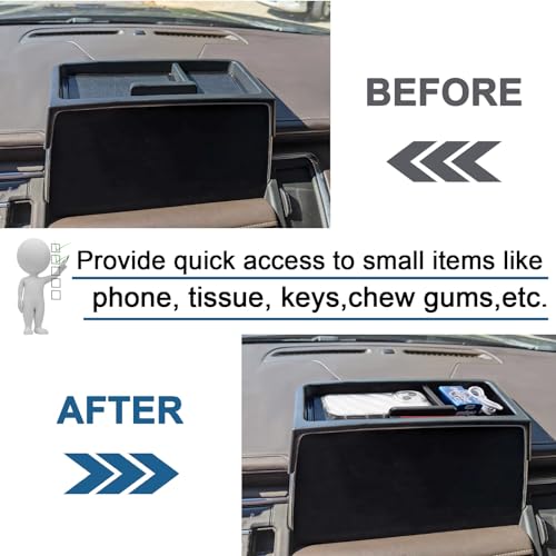 TOPINSTALL Wide Dash Tray Compatible with 2021-2024 Chevy Tahoe Suburban/GMC Yukon Accessory, 2 Compartments Dashboard Organizer Sunglasses Phone Tissue Holder (Not for Denali/Denali Ultimate & 2025) - Image 2