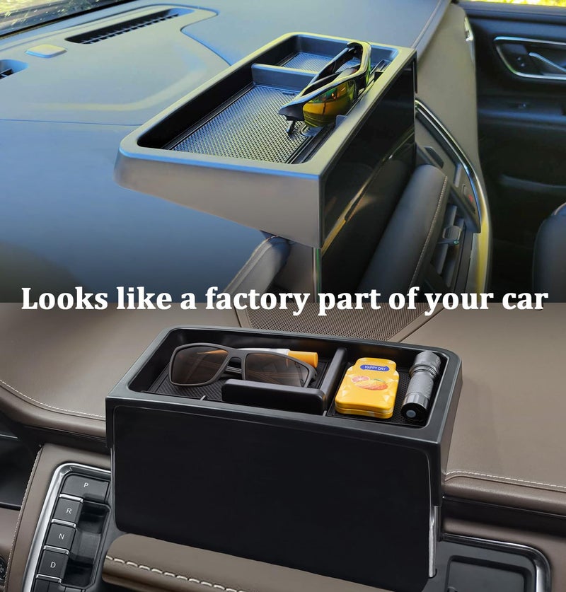 TOPINSTALL Wide Dash Tray Compatible with 2021-2024 Chevy Tahoe Suburban/GMC Yukon Accessory, 2 Compartments Dashboard Organizer Sunglasses Phone Tissue Holder (Not for Denali/Denali Ultimate & 2025) - Image 3