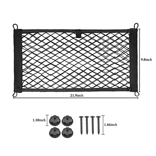BetterJonny 2 Pack Universal Mesh Cargo Net，BetterJonny Stretchable Elastic Automotive Cargo Nets with 8 Pieces Mounting Screws and Hooks for Car Trunk Storage Mesh Pocket Net (Black) - Image 2
