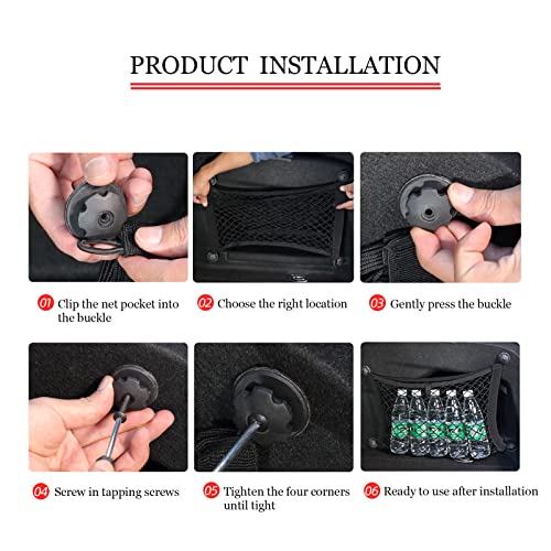 BetterJonny 2 Pack Universal Mesh Cargo Net，BetterJonny Stretchable Elastic Automotive Cargo Nets with 8 Pieces Mounting Screws and Hooks for Car Trunk Storage Mesh Pocket Net (Black) - Image 5
