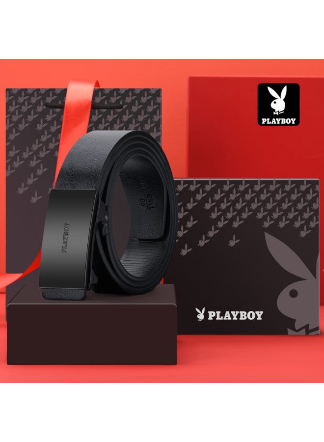 Playboy Men's Automatic Buckle Leather Belt Casual Inner Wear Young Style Waistband Gift For Boyfriend Father Birthday Valentine's Day - Image 3