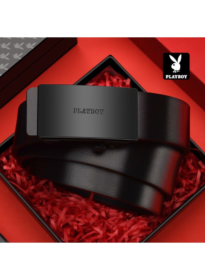 Playboy Men's Automatic Buckle Leather Belt Casual Inner Wear Young Style Waistband Gift For Boyfriend Father Birthday Valentine's Day - Image 1