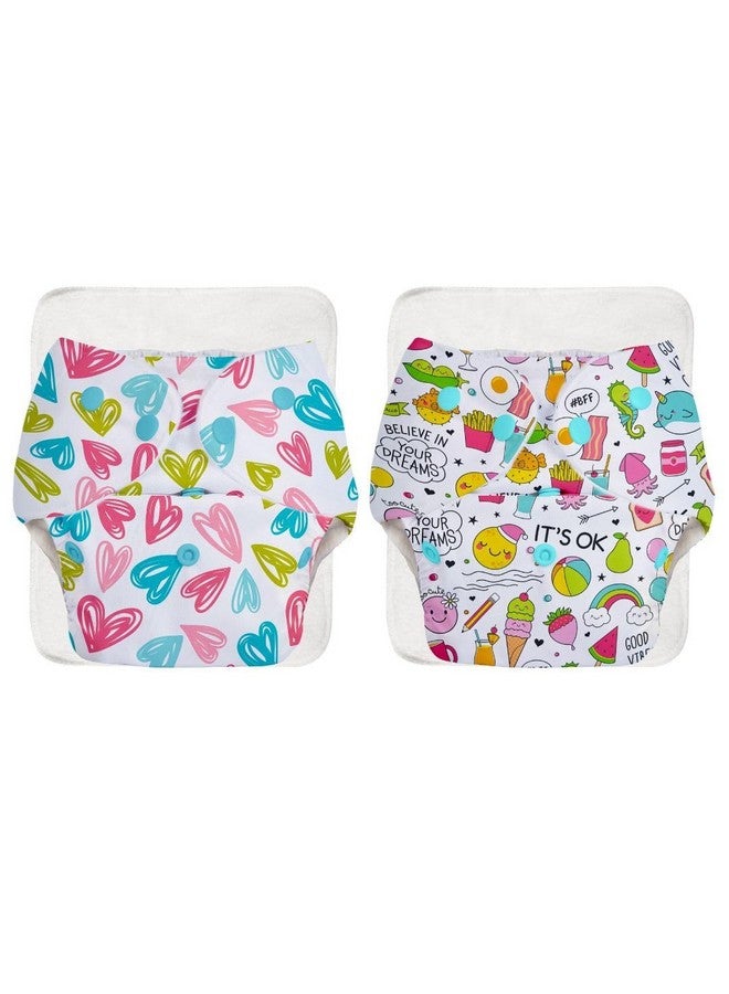 Superbottoms Basic Pack Of 2 Diaper+2 Inserts, Combo Pack Of Assorted Freesize Washable And Reusable Cloth Diaper With Dry Feel Soakers,Unisex Baby (5-17Kgs) - Image 1