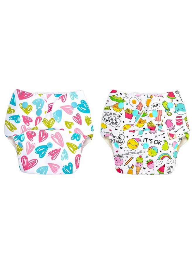 Superbottoms Basic Pack Of 2 Diaper+2 Inserts, Combo Pack Of Assorted Freesize Washable And Reusable Cloth Diaper With Dry Feel Soakers,Unisex Baby (5-17Kgs) - Image 2