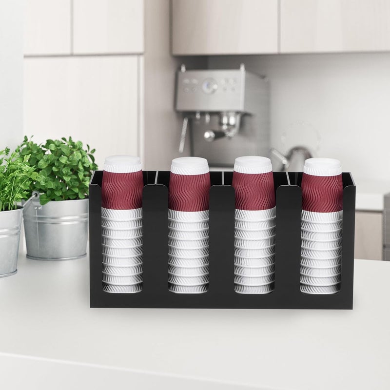 TPGP sourcing map Wall Mount Disposable Coffee Cup Dispenser with Handles - 4 Compartments, Black - Image 5