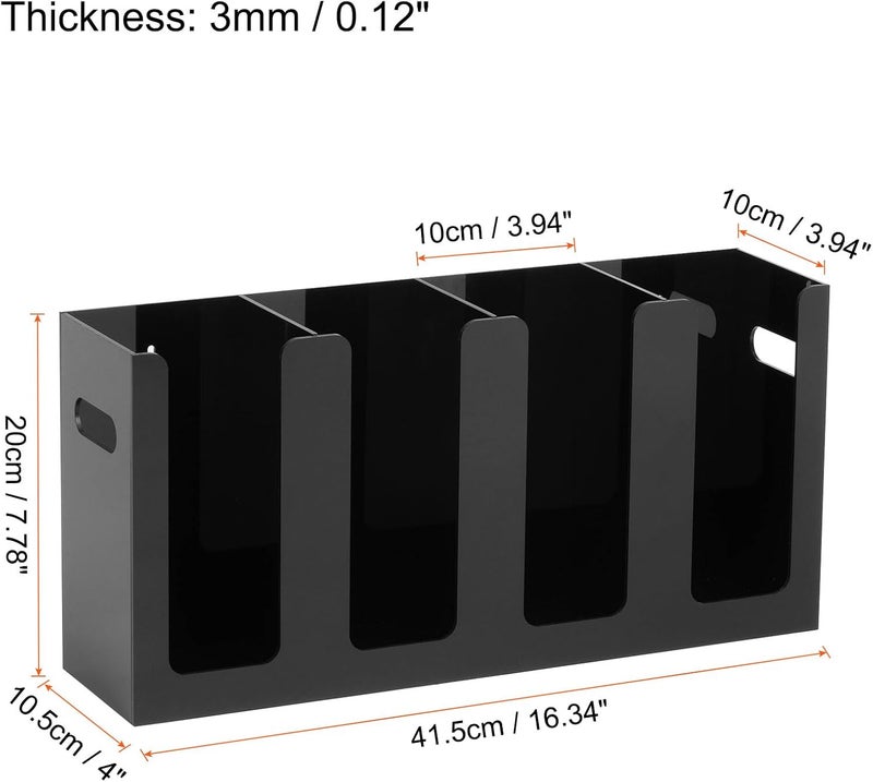 TPGP sourcing map Wall Mount Disposable Coffee Cup Dispenser with Handles - 4 Compartments, Black - Image 2