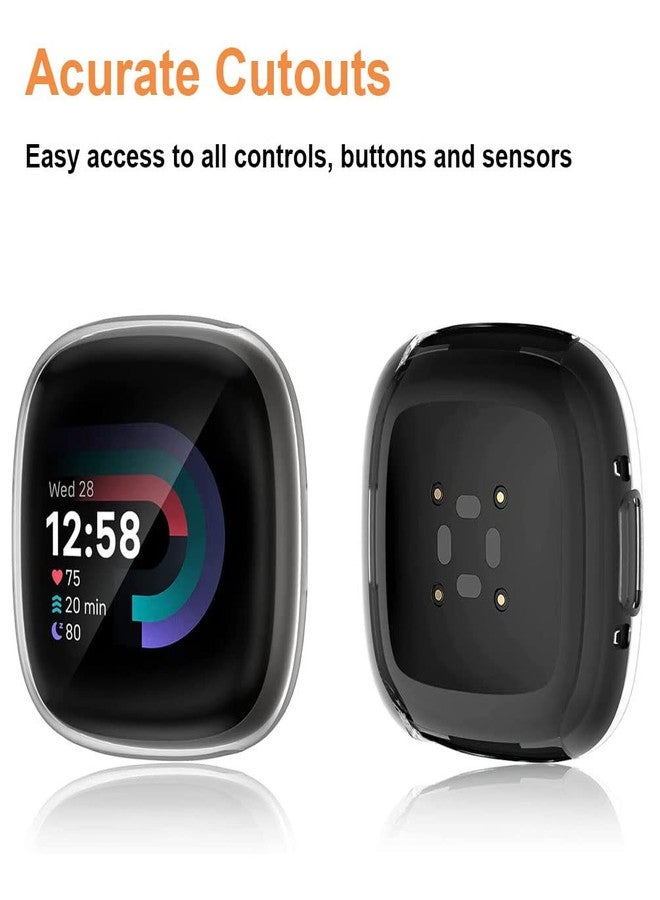 Sankel [4 Pack] Sankel Compatible for Fitbit Versa 4/Sense 2 Screen Protector Case,All-Around Protective Cover Solf TPU Bumper Protective Cases for Sense 2/Versa 4 Smartwatch (Rosegold+Silver+Black+Clear) - Image 5