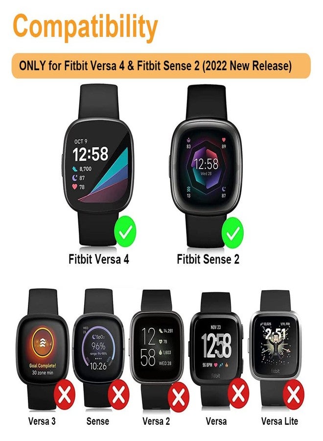 Sankel [4 Pack] Sankel Compatible for Fitbit Versa 4/Sense 2 Screen Protector Case,All-Around Protective Cover Solf TPU Bumper Protective Cases for Sense 2/Versa 4 Smartwatch (Rosegold+Silver+Black+Clear) - Image 2