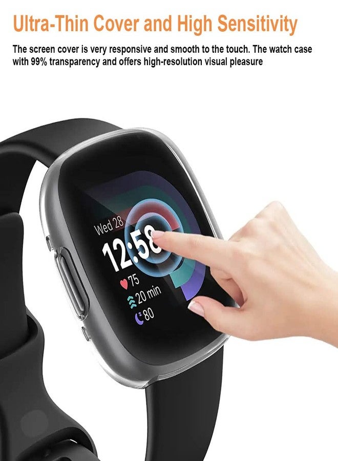 Sankel [4 Pack] Sankel Compatible for Fitbit Versa 4/Sense 2 Screen Protector Case,All-Around Protective Cover Solf TPU Bumper Protective Cases for Sense 2/Versa 4 Smartwatch (Rosegold+Silver+Black+Clear) - Image 4