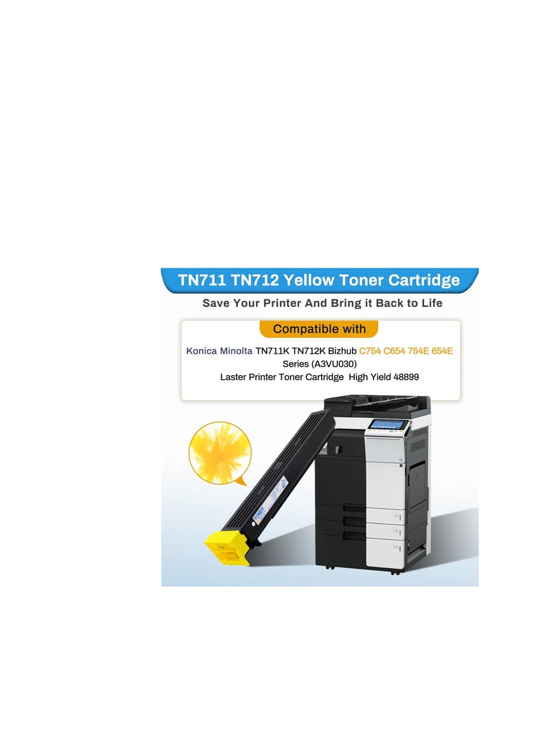Terabyte TN711 High Yeild Toner Cartridges Replacement for Konica Minolta TN711 A3VU130 A3VU430 A3VU330 A3VU230 for Konica Minolta Bizhub 654 654e 754 754e C654 C654e C754 C754e Printer(‎4PK-KCMY) - Image 2