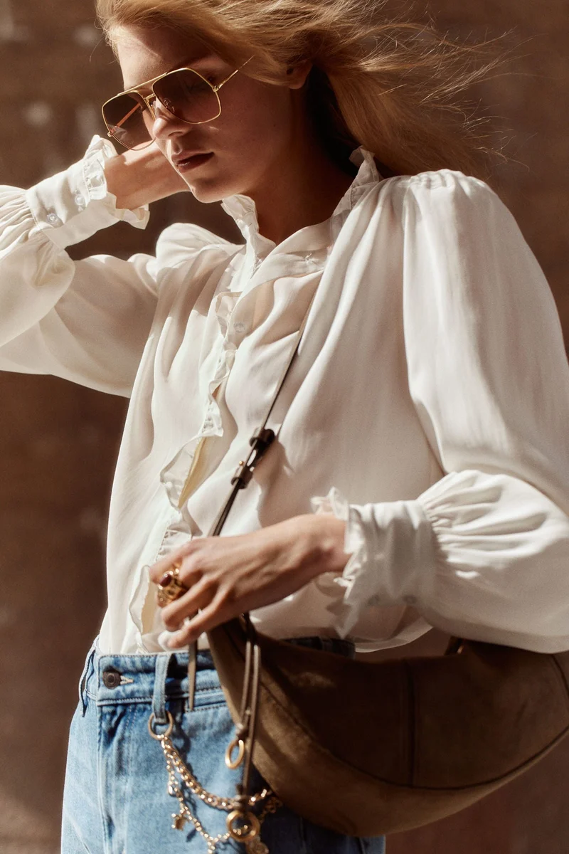 H&M Oversized frill-trimmed blouse