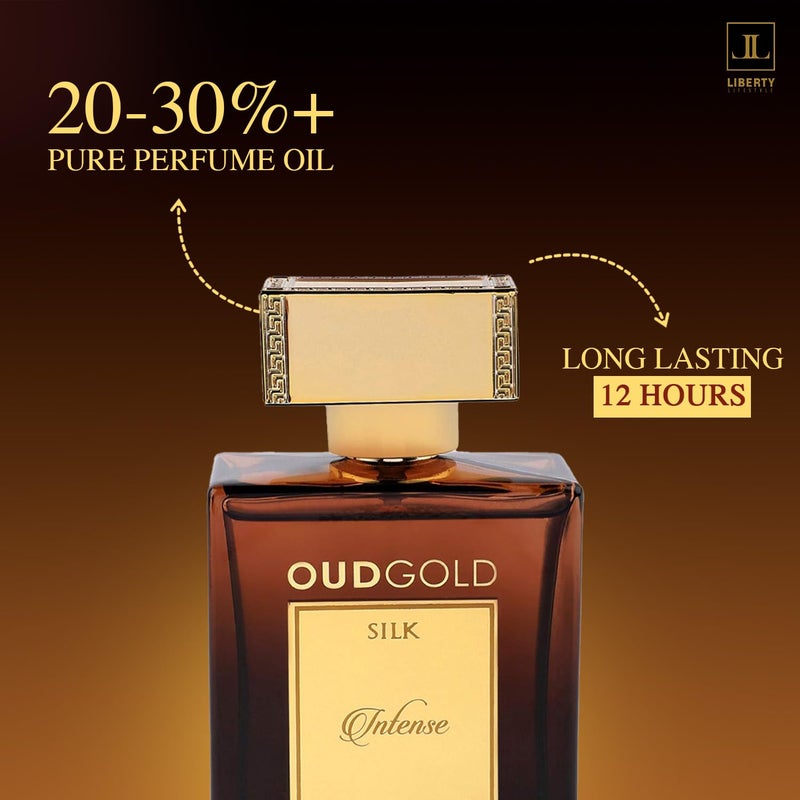 Liberty عطر ليبرتي بريميوم عود فاخر مغري يدوم طويلاً (3 أيام) عود جولد سيلك إنتنس بارفان للرجال والنساء (100 مل/3.4 أونصة) ، مصمم في فرنسا، نغمات خشبية - Image 4