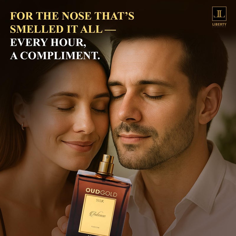 Liberty عطر ليبرتي بريميوم عود فاخر مغري يدوم طويلاً (3 أيام) عود جولد سيلك إنتنس بارفان للرجال والنساء (100 مل/3.4 أونصة) ، مصمم في فرنسا، نغمات خشبية - Image 3