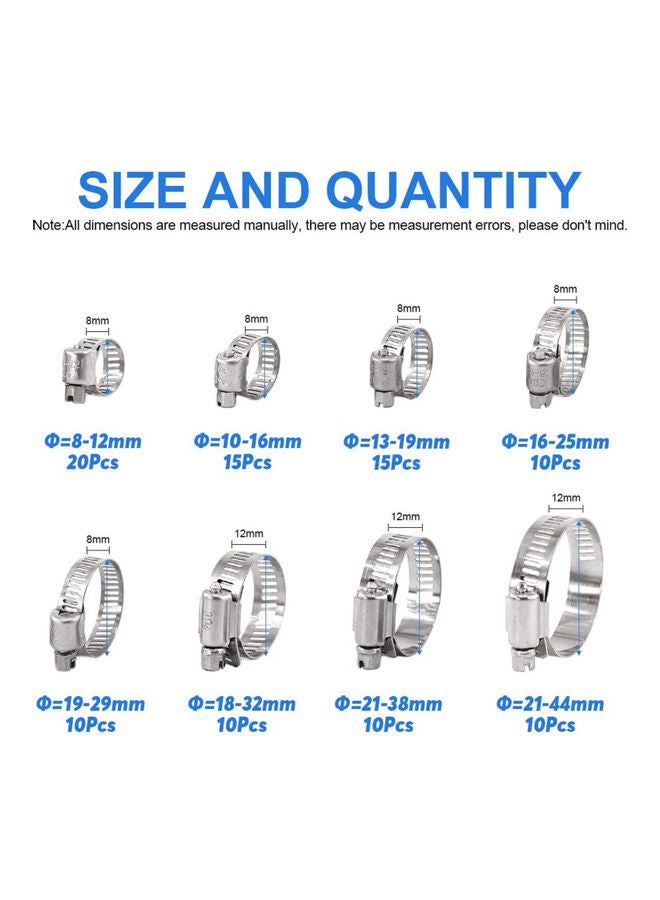 Loquat 100-Piece Adjustable Diameter Worm Gear Hose Clamp Set - Image 3