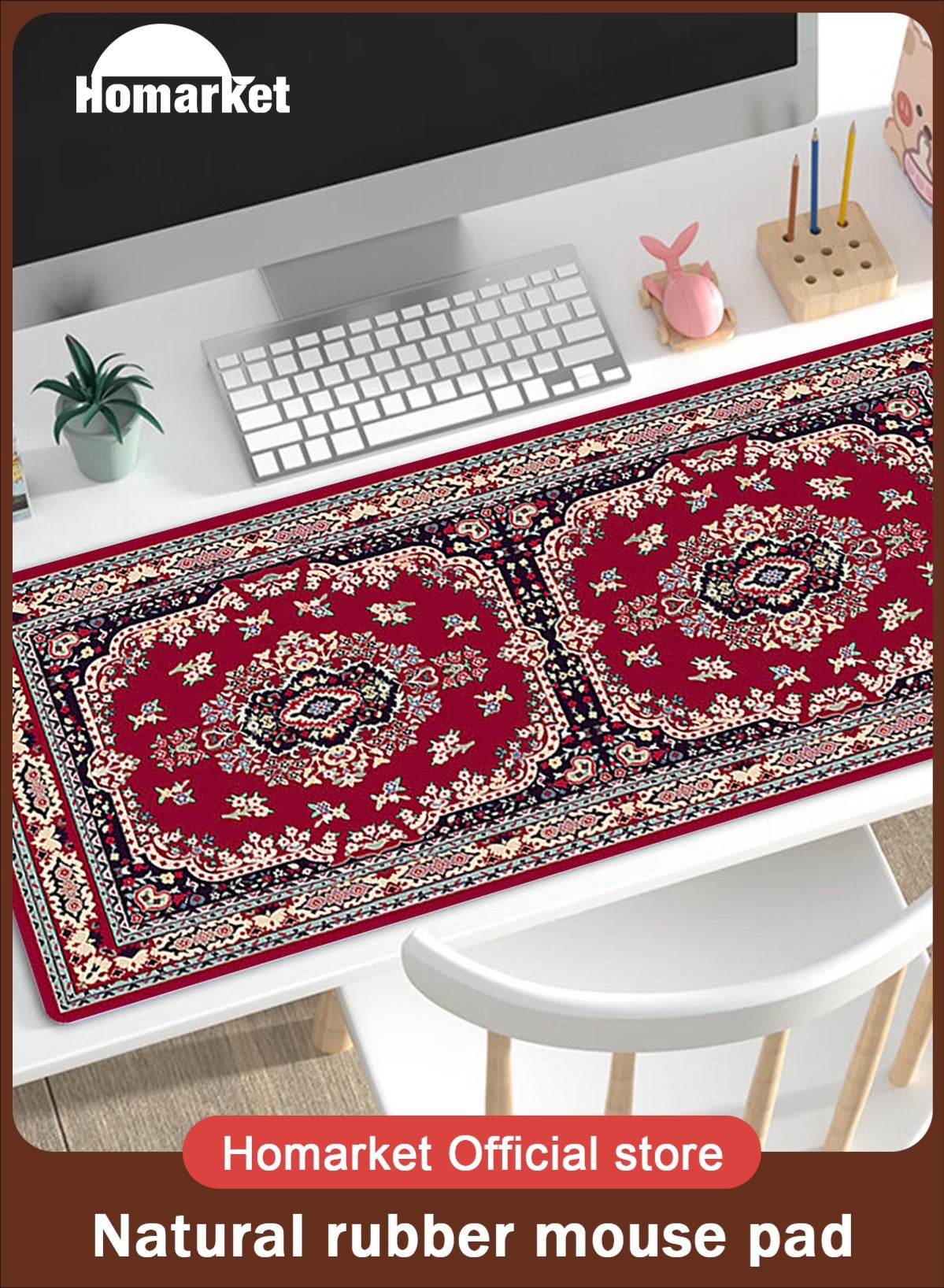 Pattern Extended Mousepad , 80 x 30 cm, Anti-Slip Rubber Base, Stitched edges, Suitable for Gaming, Desktop, Office use