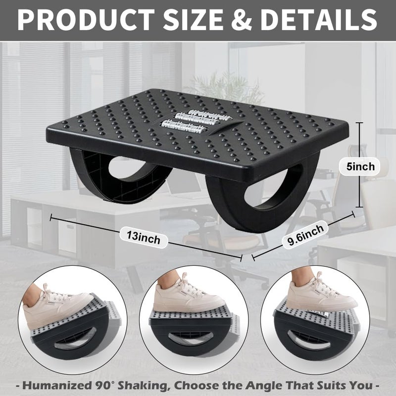 CasaZenith Foot Rest for Under Desk at Work - Ergonomic Foot Stools for Under Office Desk - Rocking Footrest with Roller Massager - Leg Rest for Chair, Computer Gaming -13" L x 9.6" W x 5" H - Image 2